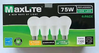 4 Maxlite Dimmable LED Soft White Light Bulb 10-Watt 75 Watt Replacement 2700k • $9.99