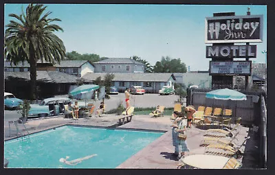 California-Mountain View-Holiday Inn Motel-Swimming Pool-Cars-Vintage Postcard • $2.99