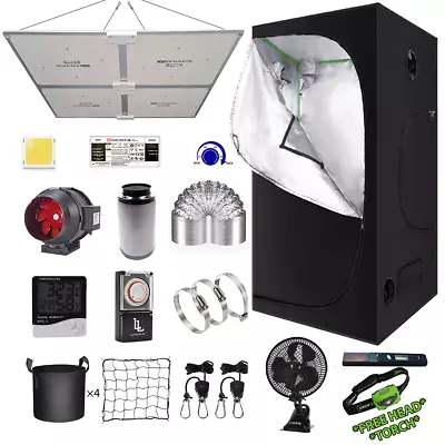 Hydroponics 1.2m X 1.2m Grow Tent Kit Elite Quantum LED Grow Light *FREE TORCH* • £425