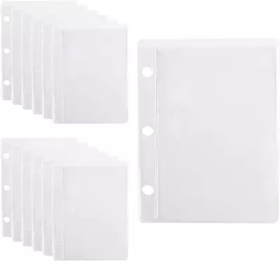 12 Pack 3 Holes Mini Binder Pockets Cash Envelopes Binder Pouches Clear PVC Loos • $10.48