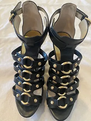 Michael Kors Women's Platform Shoes Sz 5M Black With Gold Accents • $20