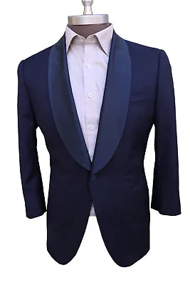 SuitSupply La Spalla Vitale Barberis Blue One Button Wool Silk Tuxedo Jacket 42S • $99.99