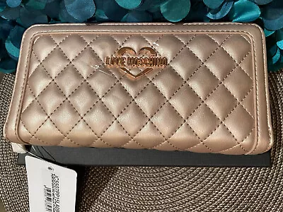 HOT! NWT LOVE MOSCHINO Wallet Zip Around Clutch Pouch Rose Gold JC5507PP15LA0905 • $109