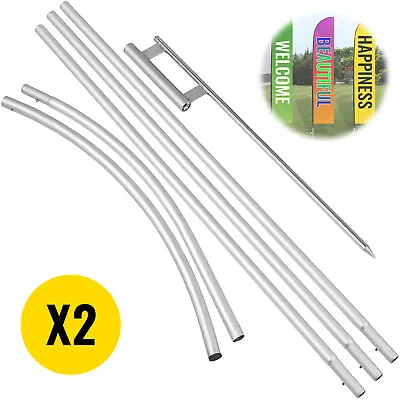 16' POLE SPIKE Kit For Windless Or Flutter Swooper Feather Flag Hybrid 2 PACK • $58.31