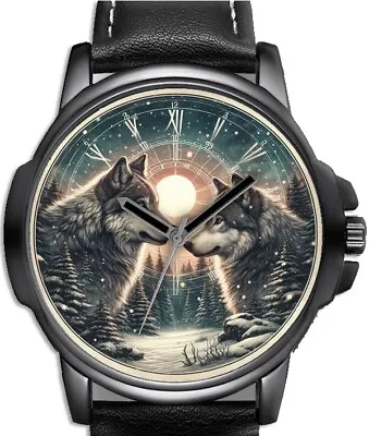 Wolf Pair IN Snow Winter Art Beautiful Unique Wrist Watch FAST UK • $98.64