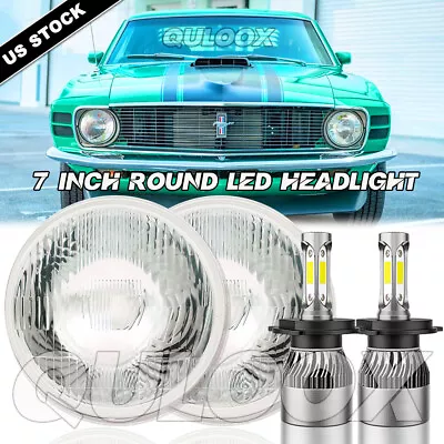 For Ford Mustang F-150 Pickup 7  Inch Round LED Headlights Halo Angel Eyes DRL • $89.99