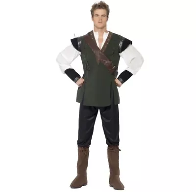 Mens Robin Hood Fancy Dress Costume Archer Type Outfit By Smiffys • £36.99