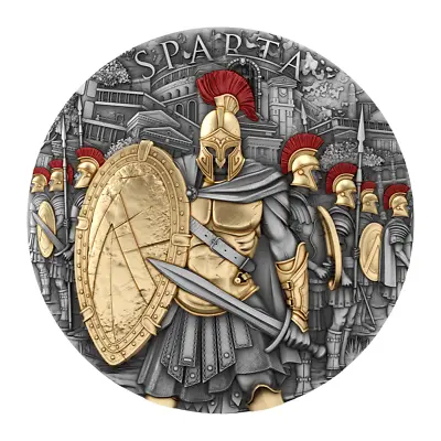 2023 Niue Sparta 2oz Silver Antiqued Gilded High Relief Coin With Mintage Of 500 • $287.10