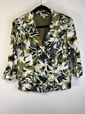 Vintage Notations Floral Print Lightweight Lined Blazer - Size Medium Jacket • $25.45