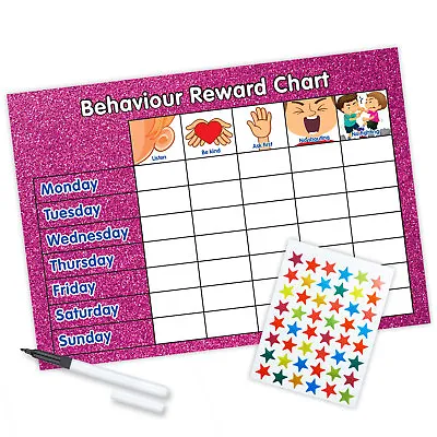 Behaviour Chart FREE Stickers And Pen Magnetic Available -Glitter Design A4 • £3.95