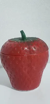 Vintage Hazel Atlas Strawberry Jam Jelly Jar Container Painted Milk Glass • $27.50