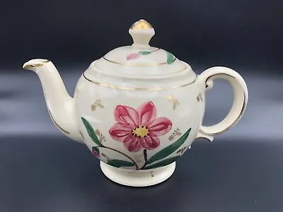 $15 • Buy Vintage Shawnee Pottery USA Hand Painted Teapot Pink Or Plum Flowers 4 Cup Size