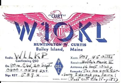 QSL  1946 Bailey Island   Maine    Radio Card • $5.52