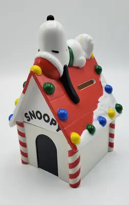 Vintage Whitman's Snoopy Candy Christmas Peanuts Holiday Dog House Coin Bank • $12.99