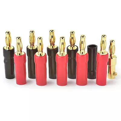10x Screw Fit Banana Plugs 4mm Gold Plated Speaker Cable Connectors BANPLU07 • £8.45