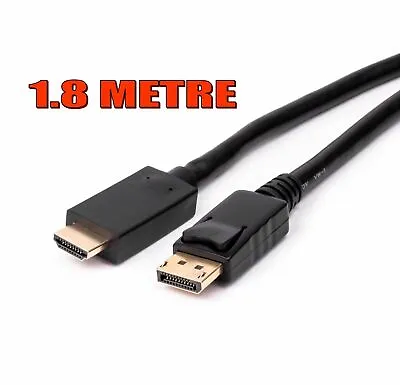 £4.40 • Buy 1.8m Quality Display Port Dp To Hdmi Male Lcd Pc Hd Tv Laptop Av Cable Adaptor