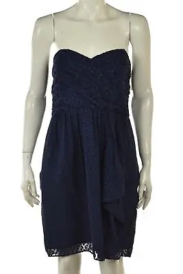 NEW Shoshanna Dress Size 10 Blue Metallic Polka Dot Silk Sheath Party • $69.49