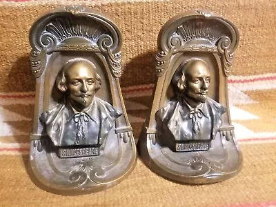 FINE ANTIQUE K&O Co. SHAKESPEARE CAST BOOKENDS W BRONZE & COLORFUL FINISH  • $59.99