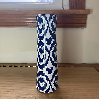 Mickey Mouse Indigo Collection Vase Mickey Head  Logo Ikat Pattern Disney Land • $25