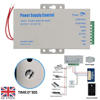 12V 5A Door Access Control Power Supply For RFID Reader Keypad Magnetic Lock New • £15.93