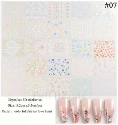 10 Sheets 3D Daisy Flower Butterfly Nail Art Stickers Charms Decoration Manicure • $3.95