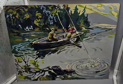 SUPER FLY Fishing Painting  PBN  PAINT BY NUMBERS 19x12 Vtg • $39.99