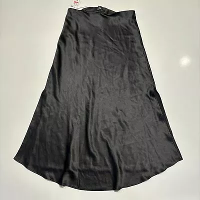 NWT Karen Kane Satin Maxi Skirt Side Zip Slit Black Sz Small Women's • $22