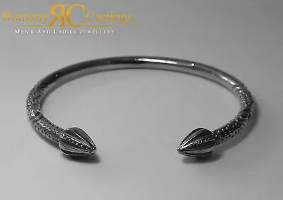 Men's 9ct White Gold Solid Arrow Head Torque Bangle 33g Fully Hallmarked 75 Mm • £1537.31