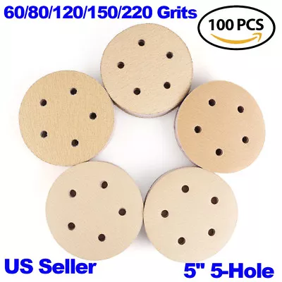 100PCS 5in Sanding Discs 60 80 120 150 220 Grit Assorted Hook And Loop Sandpaper • $18.04