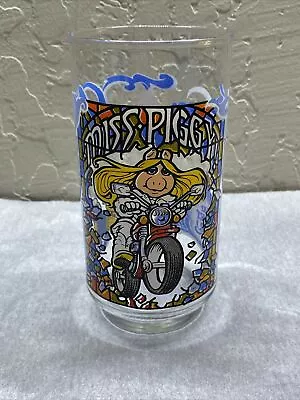 Miss Piggy Drinking Stained Glass Cup Mug 1981 Mcdonalds Muppets Motorcycle Bike • $10