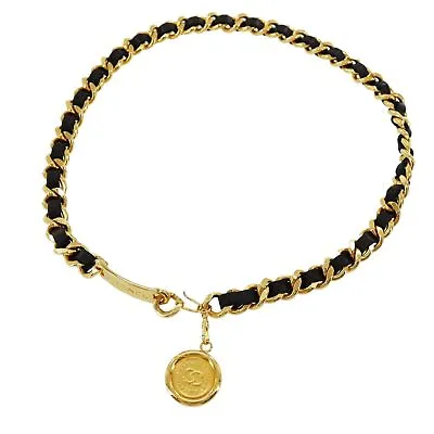 CHANEL CC Logos Used Chain Belt Black Gold Vintage #AH392 S • $1711.05