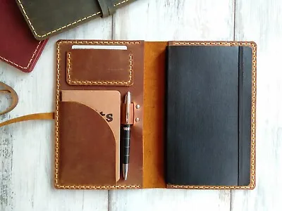 Yellow Leather Moleskine Classic Cover Leather Travel Journal Case Notebook Case • $49