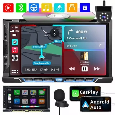 Backup Camera 7'' Double 2Din Car Stereo Radio CD DVD Player Bluetooth CarPlay • $112.60