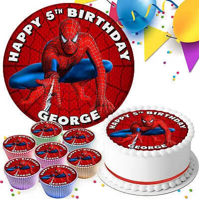 Spiderman Personalised Birthday Party Edible Cake Topper & Cupcake Toppers Sv704 • £7.99