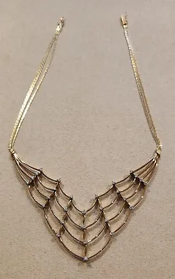 $1850 • Buy Vintage Jose Hess 14k Yellow Gold & Diamond Spider Web Collar Necklace 