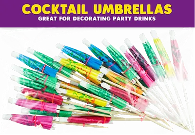 Party Cocktail Umbrellas- Drinks Decoration Tropical Hawaiian Umbrella Bar Picks • £2.15