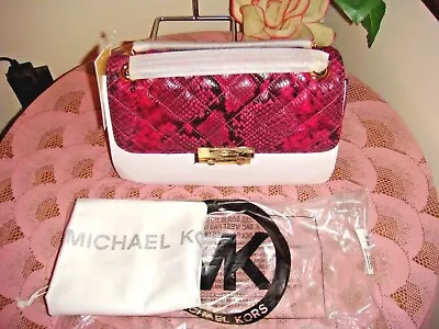 Michael Kors Sloan Large Satchel Purse Handbag  FUCHSIA  Embossed Leather NWT • $179
