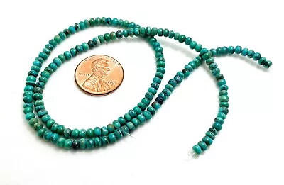 $13.60 • Buy Natural Blue Arizona Turquoise Polished Rondelle Smooth Gemstone Beads - PG95