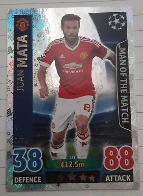 Match Attax Champions League 2015 2016 15/16 Juan Mata #487 Man Of The Match • £1.99