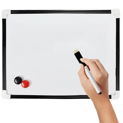 MAGNETIC SMALL WHITE BOARD Whiteboard Dry Wipe Wall Hanging Memo List Planner UK • £5.21