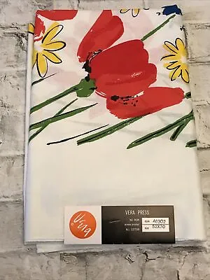 VTG Vera Neumann Screen Print Bright Floral No Iron All Cotton Tablecloth 52x70 • $129.99