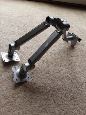 $25 • Buy Workrite Ergonomics Articulating Dual Monitor Arm Mount Stand Silver C-Clamp