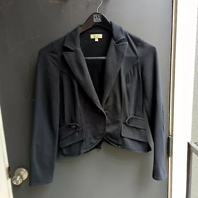 Princess Vera Wang Juniors Knit Stretch Blazer XL Black 1 Button Lightweight Y2K • $12