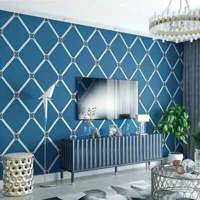 1 Roll Luxury Self-Adhesive Wallpaper Blue Modern Geometric Pattern • £19.67