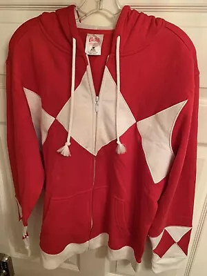 Mighty Morphin Power Rangers Red Zip-Front Sweatshirt Hoodie Medium Costume • $34.99