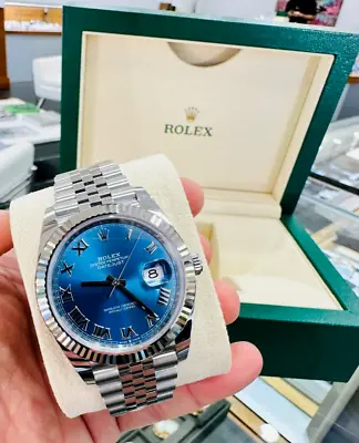 Rolex Datejust 126334 41mm Jubilee Blue Dial 18K White Gold Bezel Watch UNWORN • $24343.10