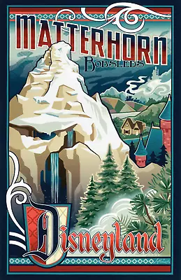 Fantasyland Matterhorn Bobsleds Disneyland Ride Attraction 11x17 Poster Print • $19.49