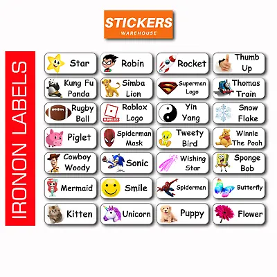 Custom Stickers Labels 25pcs IRON ON Clothing Name School Tags Kids Uniform • £3.99