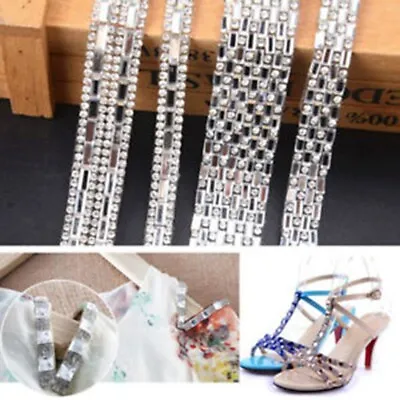 £4.42 • Buy Silver Diamante/Diamond Rhinestone Effect Mesh Ribbon Trim Bridal Wedding Craft