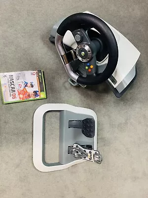 Xbox 360 Wireless Racing Steering Wheel W/ Force Feedback Pedals Cable & Game • $59.99